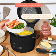 Beautiful Electric Rice Cooker, 14-Cup Capacity, EverGood Ceramic Nonstick Coating, 8 Preset Cooking Modes, Black Sesame, 19858