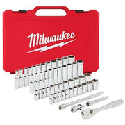 Milwaukee 48-22-9004 1/4-Inch Drive SAE and Metric Ratchet and Socket Set - 50pc