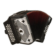 Hohner Panther 3-Row GCF Diatonic Accordion, Matte Black, 31 Treble Buttons, 12 Bass/Chord Buttons, Basswood