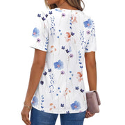 Fantaslook Womens Dressy Casual Blouse, V Neck Henley, Floral Pattern, Short Sleeve, Loose Fit
