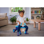Dynacraft 8808-82 Wooden Puppy Push Ride-On Toy for Toddlers, Blue Wheels, Purple Handlebars, Ages 18 Months to 3 Years, Supports Up to 40 lbs