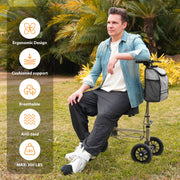 Cosywill Knee Scooter with Dual Braking System, Foldable Iron Frame, 8-Inch Swivel Wheels, Champagne Gold, HCT-9155