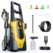 Tcisa Electric Pressure Washer, 3700 PSI, 2.5 GPM, Corded with 35FT Power Cord, 20FT Hose, 4 Quick Connect Nozzles, Foam Cannon, HC001MU10NBA