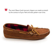 Minnetonka Double-Bottom Fleece Slipper Mocs for Men - Brown - 10M