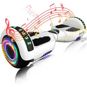SIMATE P6 6.5 Hoverboard for Kids Ages 6+, Self-Balancing Scooter with Bluetooth Speaker, LED Wheel Lights, 3 Speed Modes, 7.5 mph Top Speed, 7.5 Miles Range, p6white