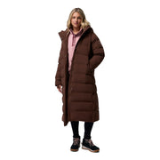Columbia Women's Amaze Puff Long Hooded Down Outerwear Coat, Tobacco Brown, Medium, 650 Fill Power, Water Repellent, Quilted, 213489