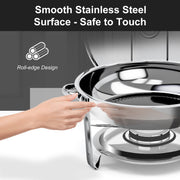 Bluebow 4 Pack Chafing Dish Buffet Set, 5QT Stainless Steel Food Warmer with Glass Lid and Holder, Silver Finish