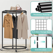 Nefoso Clothing Garment Rac Round Clothes Rack with 4 Universal Wheels
