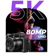 MARVUE DSLR Camera, 80MP Sensor, 5K UHD Video, Wi-Fi, 3-Inch Flip Screen, Autofocus, Built-In Fill Light, Black, DC058-NBUS01