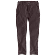 Carhartt Women's The Essential Canvas Work Utility Pants, Durable Stretch Fabric, Mid-Rise, Relaxed Fit, Straight Leg, Dark Sepia, Size 10, 105113