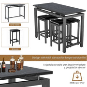Segmart Counter Height Table Set of 5 Black, with Faux Marble Top