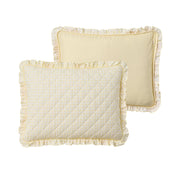 My Texas House Gingham Ruffle 3-Piece Quilt Set, Yellow, Full/Queen, Cotton and Polyester Blend, Farmhouse Style