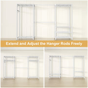 Ulifhome E1 Max Heavy Duty Closet Garment Rack, Adjustable Expandable Metal Freestanding Storage with 4 Hanger Rods and 6 Wire Shelves, White