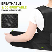Pukitry Posture Corrector with Fiberglass Support, Adjustable Shoulder Straps, Breathable Mesh, Black, Size L