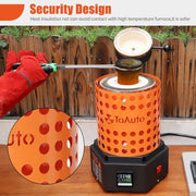 TOAUTO Electric Gold Melting Furnace, 1800W Heating, 3KG Graphite Crucible, Digital Temperature Control, Jewelry Casting Kit, Orange, TRF3000