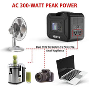 Nexpow YP-300W Portable Solar Generator Power Station 296Watts 80000mAh for Outdoors Camping Fishing Home