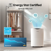 Hisense 35 Pint Dehumidifier, Energy Star Certified, 3,000 Sq. Ft Coverage, Easy Carry Handle, Low Noise Operation, Hassle-Free Water Removal, White, WHD3525