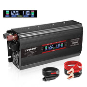 LVYUAN L-WA-US00037B Power Inverter, 1500W Continuous 3000W Peak Modified Sine Wave, Dual AC Outlets, Dual USB Ports, LCD Display, Black