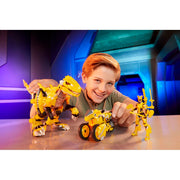 MGA Entertainment Armorsaurs Evolver Blaze 2-in-1 Transforming Yellow Raptor to Vehicle Toy, Multi-Step Conversion, Ages 6+, 7.2 in
