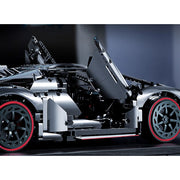 QOQ Super Car Building Blocks Toy, 1:8 Scale Classic Sports Car Model, 3711 Pieces, Silver, 23.1 In