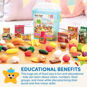 Battat Pantry in a Bucket Play Food Set, 79 Pieces, Colorful Pretend Grocery and Kitchen Toys for Toddlers and Preschoolers, Storage Bucket with Lid and Handle