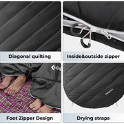 KingCamp Double Sleeping Bag for Adults, Queen Size 2-Person, Black