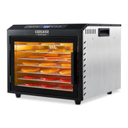 Cercker Food Dehydrator Machine, 7 Stainless Steel Trays, 800W Powerful Fruit Dryer, Adjustable Thermostat 70F-190F, 6 Sq Ft Drying Area, Black, DBC-07A-wfs