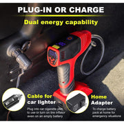 Emson Bullseye Pro Max Deluxe Tire Inflator, Portable Air Compressor, 150 PSI, Rechargeable 12V DC, Auto Shut Off, LED Lights, 1745