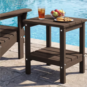 FUNDAZE HDPE 2-Layer End Table for Living Room Outdoor Side Table Patio Small End Table Coffee