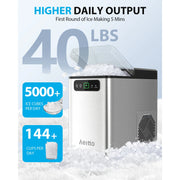 Aeitto CB24MD Nugget Ice Maker Countertop, Pellet Ice Maker Machine Soft Chewable Ice 40lbs/Day, Silver