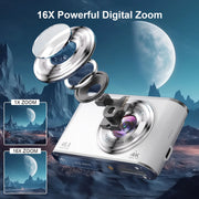 ACTITOP 4K Digital Camera with Autofocus Front and Rear with 32GB Card 48MP Camera - White