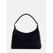 Scenario Women's Shoulder Bag, Faux Suede, Braided Adjustable Strap, Large Size, Black