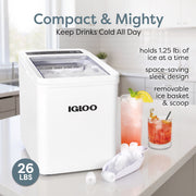 Igloo Automatic Portable Countertop Ice Maker, 26 lb Daily Output, White, IGLICEBNH26WH