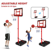 Cshidworld 2 in 1 Adjustable Height Basketball Hoop Stand, Portable Indoor Outdoor Basketball Goal System with Fillable Base and 3 Balls
