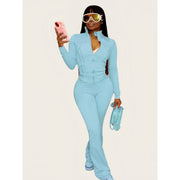 ScarletteEmmy Womens Zip-Up Athleisure Set, Slim Fit Compression Sportswear, High-Rise Flare Leg Pants, Soft Breathable Activewear