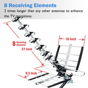 Five Star 6818KJ-FSA-HYW 4K HD Outdoor HDTV Antenna, 300-Mile Range, Multidirectional, Black, 30 in