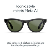 Ray-Ban Meta Skyler Gen 2 Smart AI Glasses, Shiny Black Frame, Transitions Graphite Green Lenses, 12 MP Camera, Open-Ear Audio, 8-Hour Battery Life, 0RW4014