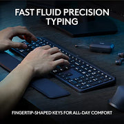 Logitech MX Keys S Wireless Keyboard, Low-Profile Ergonomic Design, Multi-Device Bluetooth, USB-C Rechargeable, Smart Backlighting, Graphite, 920-011558
