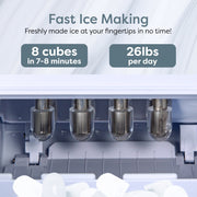 Igloo Countertop Ice Maker, 26-Pound Daily Capacity, Stainless Steel, Portable, LED Control Panel, Auto-Clean Function, 810061702177