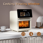 AboveMoon 10L Air Fryer Oven Grill Combo, 12-in-1 Smart Convection, White, Nonstick Basket, Removable Door, HW-AF-010