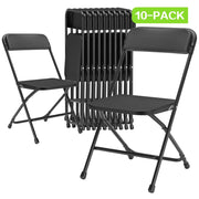 Capri Plastic Folding Chair, Black, Steel Frame, Stackable Foldable Design, 10 Pack, 350 lb Capacity, FDPC10-BL