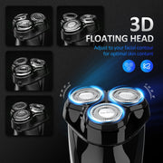 Sejoy Electric Razor for Men, 3D Rotating Heads, Pop-Up Trimmer, IPX7 Waterproof, 1400mAh Battery, Floating Cutting Head, Black