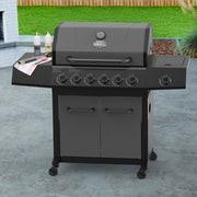 Expert Grill 6-Burner Propane Gas Grill with 12,000 BTU Side Burner, 507 sq. in. Cooking Area, Porcelain-Enameled Cast Iron Grates, Graphite