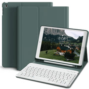 KVTVOU Tablet Keyboard Case with Detachable Wireless Bluetooth Keyboard, Pencil Holder, Stand Folio, Green, Compatible with iPad 9th/8th/7th Generation 10.2 Inch