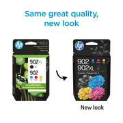 HP 902 CMY and 902XL Black Ink Cartridge 4-Pack, Original Ink, High Page Yield, Compatible with HP OfficeJet Pro, Eco-Friendly Design