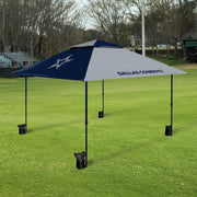 Logo Brands Dallas Cowboys Pop-Up Canopy, 12x12 ft, Vented Roof, Built-In Wheels, Powder-Coated Steel Frame, Includes Stakes, Ties, Sandbags