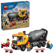 LEGO City Cement Mixer Truck Building Toy with Rotating Drum, 371 Pieces, Multicolor, Ages 7+, Includes 3 Minifigures, 60478