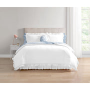 Mainstays 11-Piece Bed In A Bag Comforter Set, Full Size, Reversible White and Blue Floral Microfiber