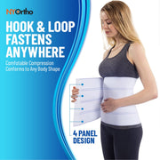 NYOrtho Bariatric Abdominal Binder, Plus-Size Adjustable Post-Surgery Compression Garment, 12 in Wide, Fits 30-45 in Waist, 108375