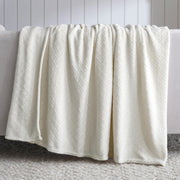 Home City Alaska Diamond Plush Fleece Blanket, Ultra-Soft, Quilted Diamond Pattern, Ivory, Throw Size
